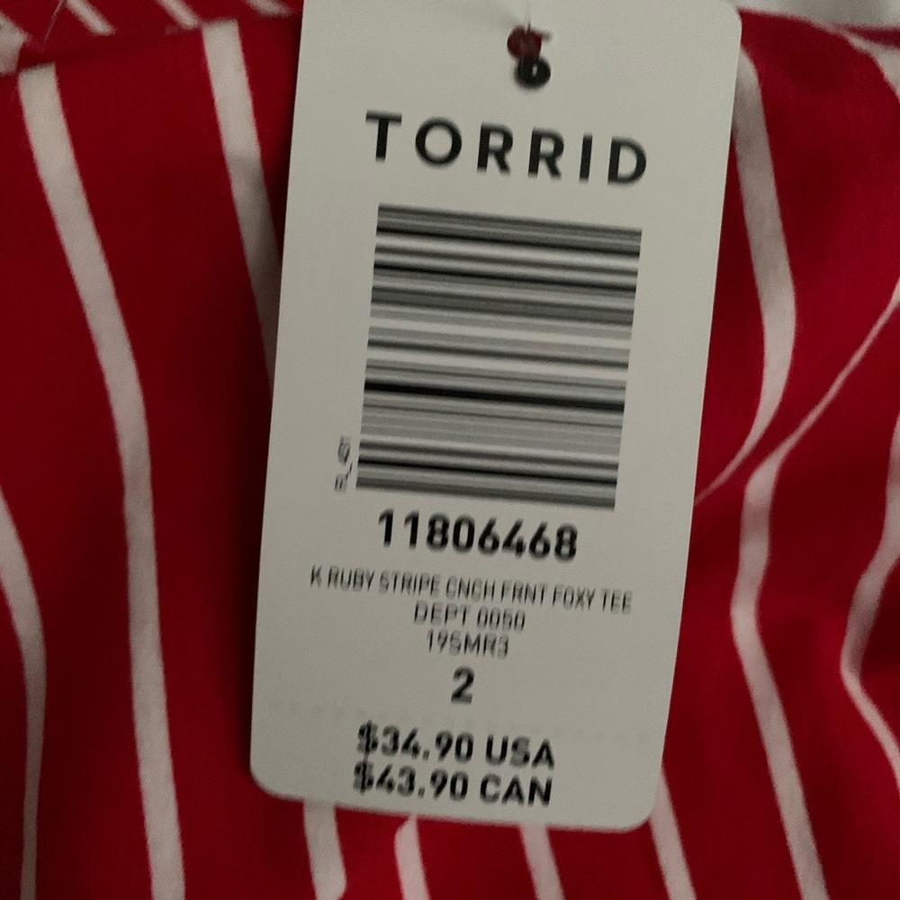 Torrid red and white stripe shirt - Picture 5 of 6